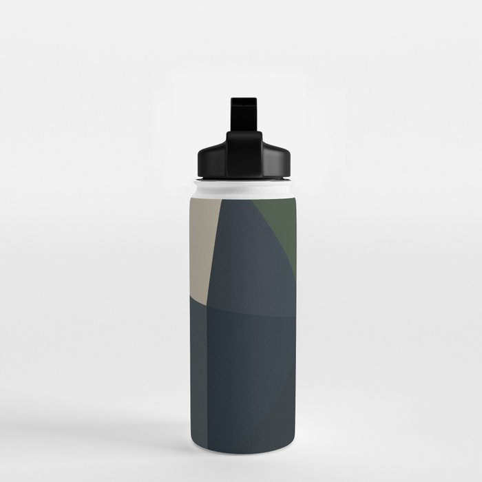 Blue Beige Low Poly Geometric Triangles Mathematical Art Water Bottle Gallery Image 2