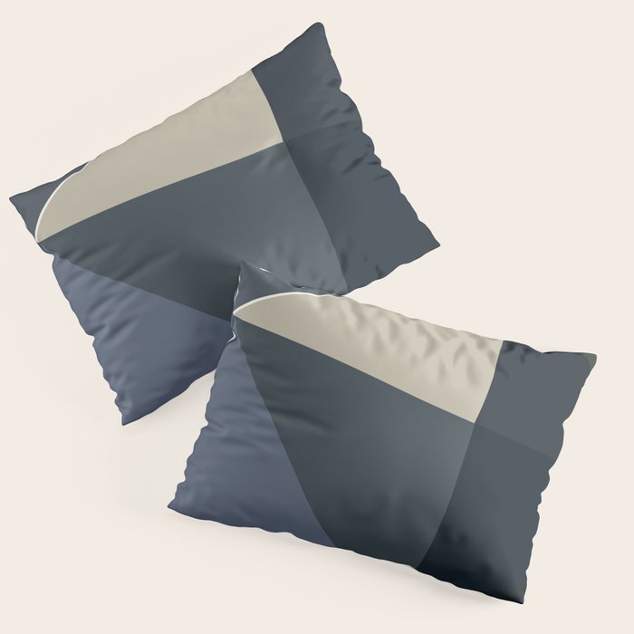 Blue Beige Low Poly Geometric Triangles Mathematical Art Pillow Sham Gallery Image 3