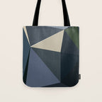 Blue Beige Low Poly Geometric Triangles Mathematical Art Tote Bag Gallery Image 1