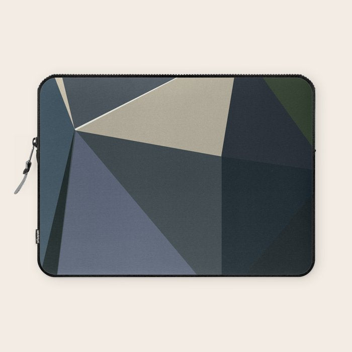 Blue Beige Low Poly Geometric Triangles Mathematical Art Laptop Sleeve Gallery Image 1