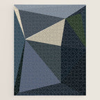 Blue Beige Low Poly Geometric Triangles Mathematical Art Jigsaw Puzzle Gallery Image 1