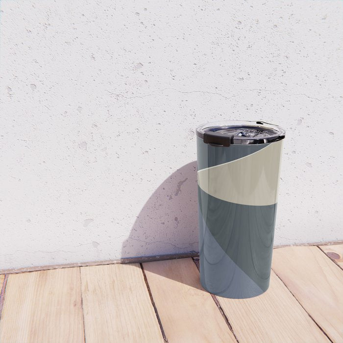 Blue Beige Low Poly Geometric Triangles Mathematical Art Travel Mug Gallery Image 4