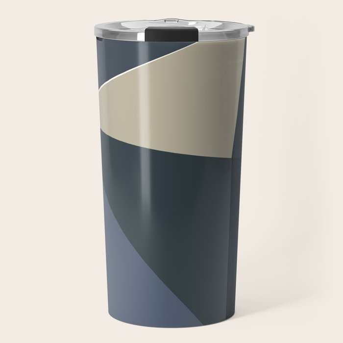 Blue Beige Low Poly Geometric Triangles Mathematical Art Travel Mug Gallery Image 1