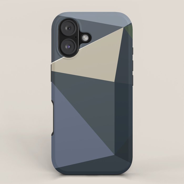 Blue Beige Low Poly Geometric Triangles Mathematical Art iPhone Case Gallery Image 1
