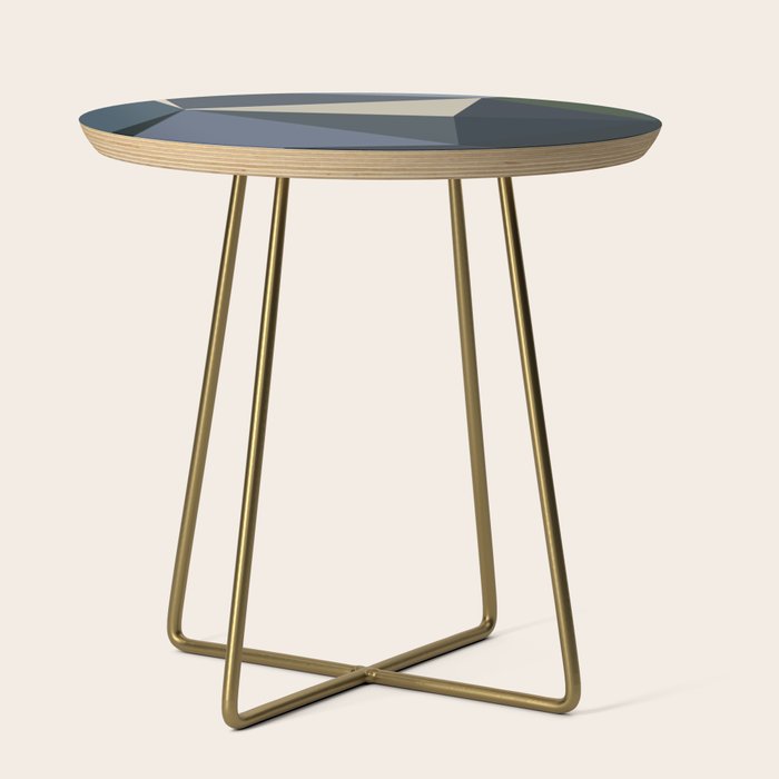 Blue Beige Low Poly Geometric Triangles Mathematical Art Side Table Gallery Image 1