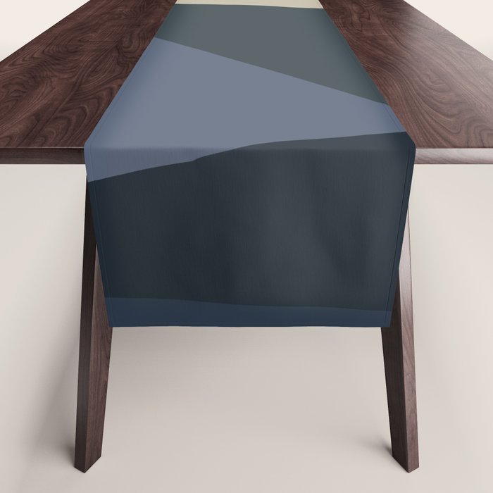 Blue Beige Low Poly Geometric Triangles Mathematical Art Table Runner Gallery Image 1