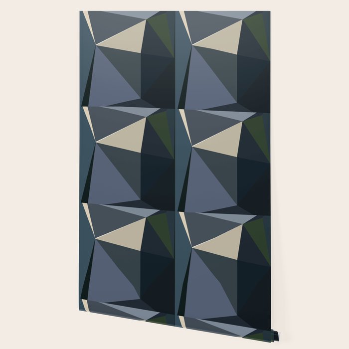 Blue Beige Low Poly Geometric Triangles Mathematical Art Wallpaper Gallery Image 2