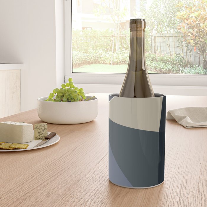 Blue Beige Low Poly Geometric Triangles Mathematical Art Wine Chiller Gallery Image 4