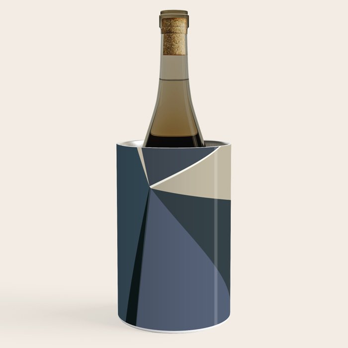 Blue Beige Low Poly Geometric Triangles Mathematical Art Wine Chiller Gallery Image 2