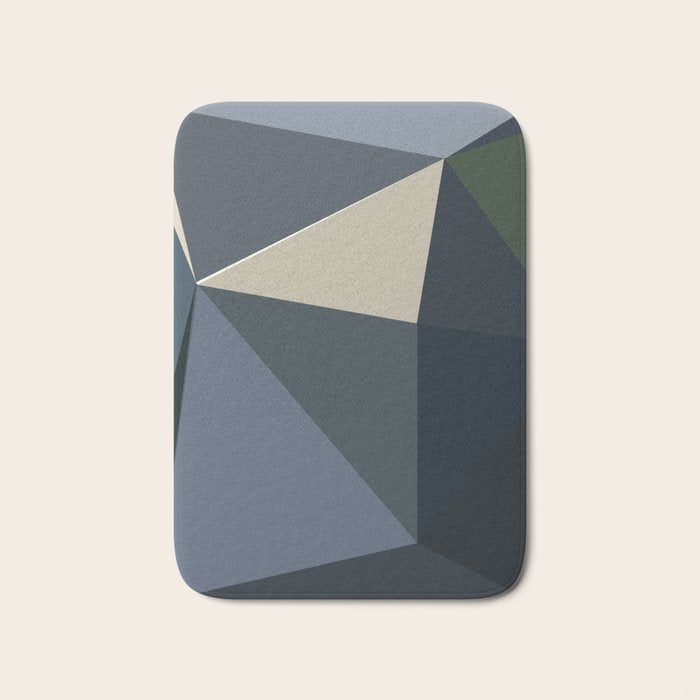Blue Beige Low Poly Geometric Triangles Mathematical Art Bath Mat Gallery Image 1