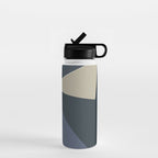 Blue Beige Low Poly Geometric Triangles Mathematical Art Water Bottle Gallery Image 1