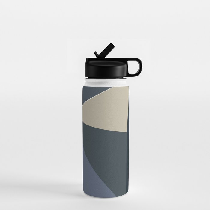 Blue Beige Low Poly Geometric Triangles Mathematical Art Water Bottle Gallery Image 1