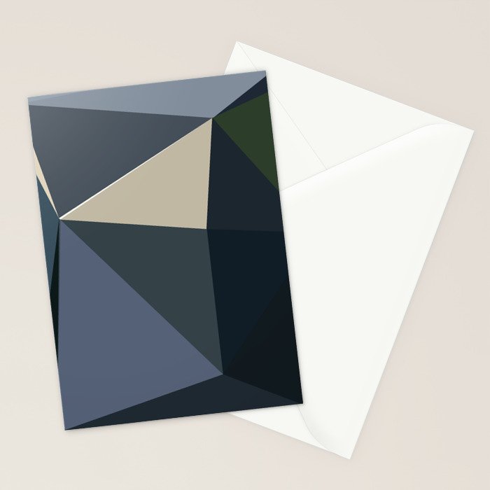 Blue Beige Low Poly Geometric Triangles Mathematical Art Stationery Card Gallery Image 2