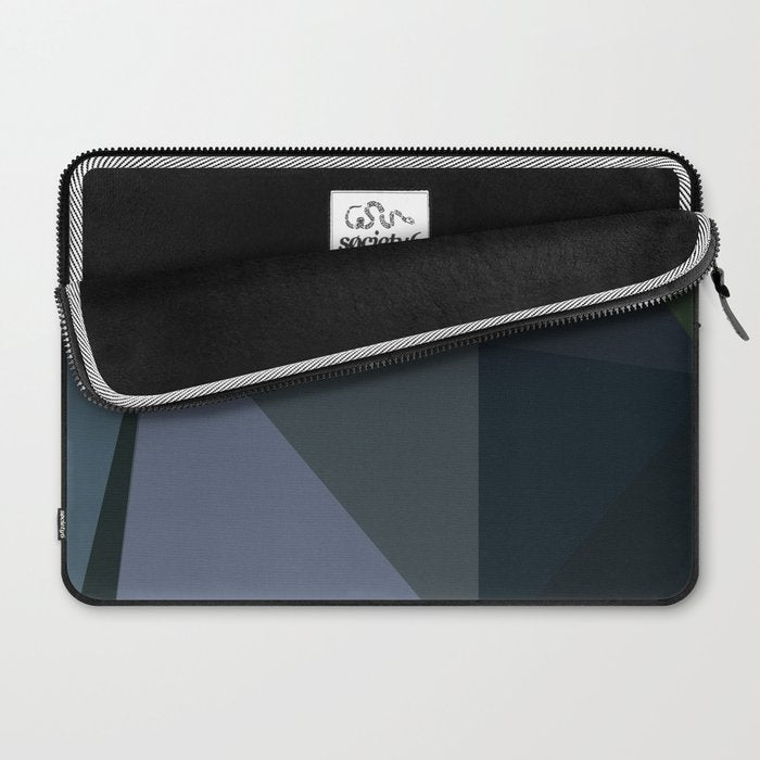 Blue Beige Low Poly Geometric Triangles Mathematical Art Laptop Sleeve Gallery Image 2