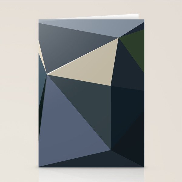 Blue Beige Low Poly Geometric Triangles Mathematical Art Stationery Card Gallery Image 1