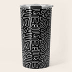 Abstract black and white line doodle pattern Travel Mug Gallery Image 1