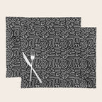 Abstract black and white line doodle pattern Placemat Gallery Image 1