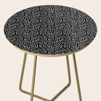 Abstract black and white line doodle pattern Side Table Gallery Image 2