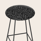 Abstract black and white line doodle pattern Stool Gallery Image 2