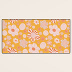 Pop Art Stripe Flowers in Retro Tangerine Desk Mat Gallery Image 3