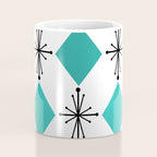 Atomic Age 1950s Diamonds Starbursts Turquoise Coffee Mug Gallery Image 4