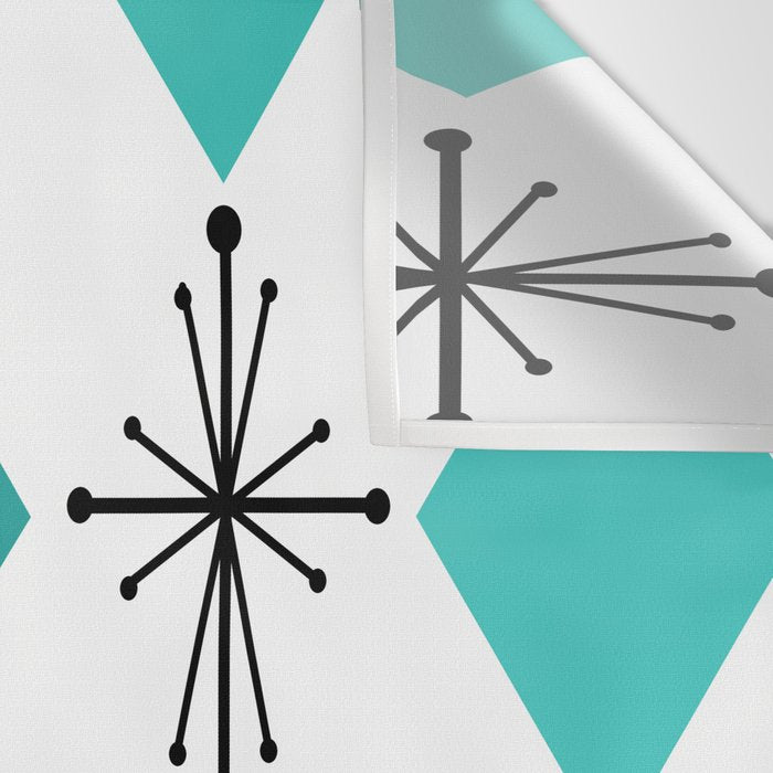 Atomic Age 1950s Diamonds Starbursts Turquoise Wall Tapestry Gallery Image 3
