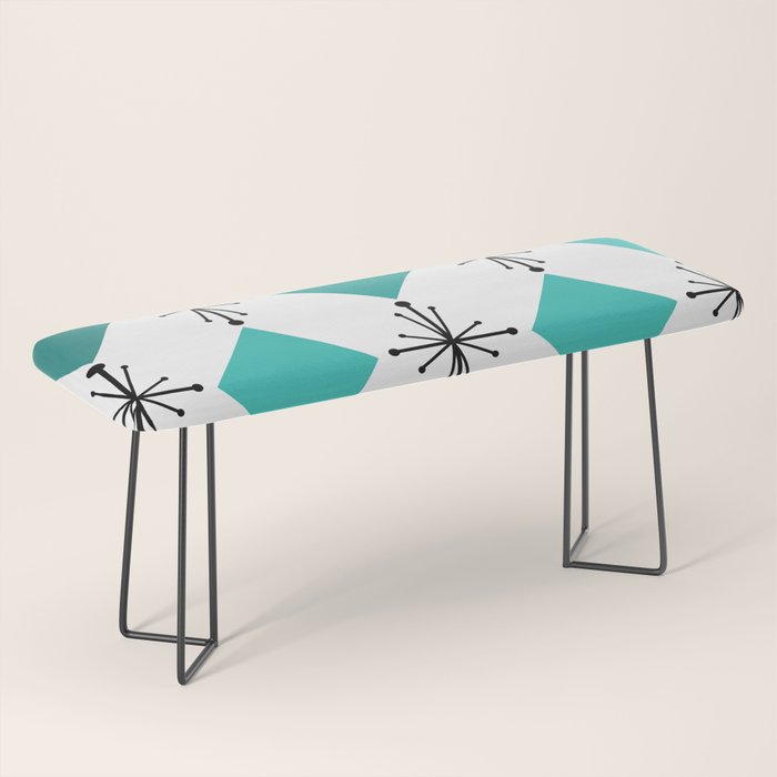 Atomic Age 1950s Diamonds Starbursts Turquoise Bench Gallery Image 1