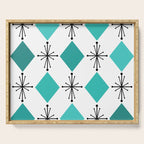 Atomic Age 1950s Diamonds Starbursts Turquoise Serving Tray Gallery Image 1