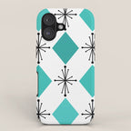 Atomic Age 1950s Diamonds Starbursts Turquoise iPhone Case Gallery Image 1