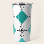 Atomic Age 1950s Diamonds Starbursts Turquoise Travel Mug Gallery Image 1