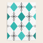 Atomic Age 1950s Diamonds Starbursts Turquoise Poster Gallery Image 4