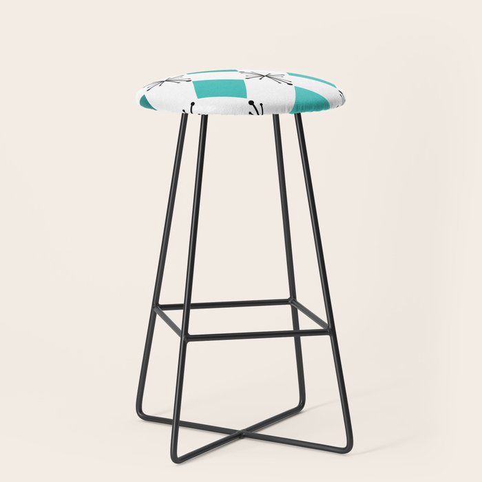 Atomic Age 1950s Diamonds Starbursts Turquoise Stool Gallery Image 1