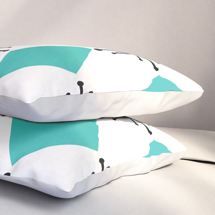 Atomic Age 1950s Diamonds Starbursts Turquoise Pillow Sham Gallery Image 3