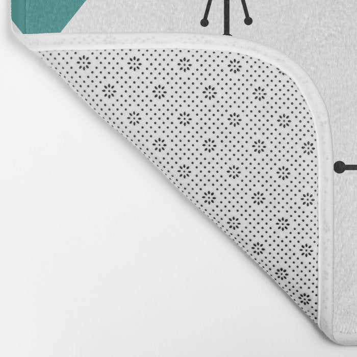 Atomic Age 1950s Diamonds Starbursts Turquoise Bath Mat Gallery Image 2