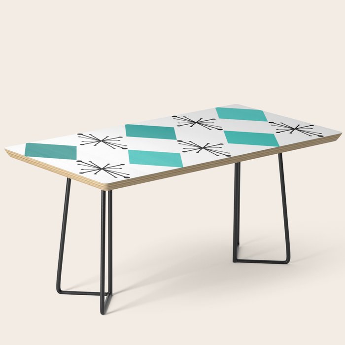 Atomic Age 1950s Diamonds Starbursts Turquoise Coffee Table Gallery Image 1