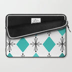 Atomic Age 1950s Diamonds Starbursts Turquoise Laptop Sleeve Gallery Image 2