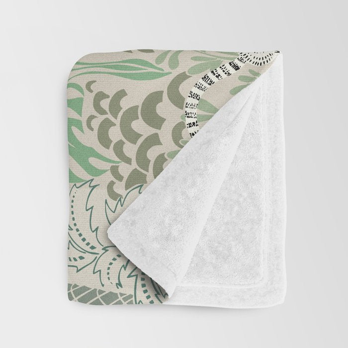 Jungle adventure natural green Throw Blanket Gallery Image 3