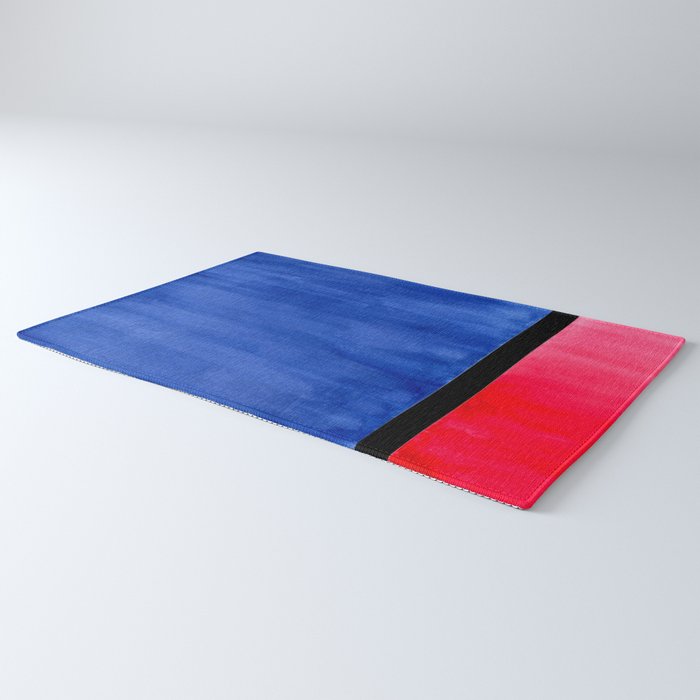Rothko Abstract Mid Century Modern Minimalist Colorful Simple Nautical Red Blue Rug Gallery Image 3