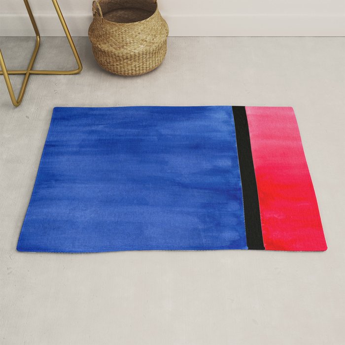 Rothko Abstract Mid Century Modern Minimalist Colorful Simple Nautical Red Blue Rug Gallery Image 1