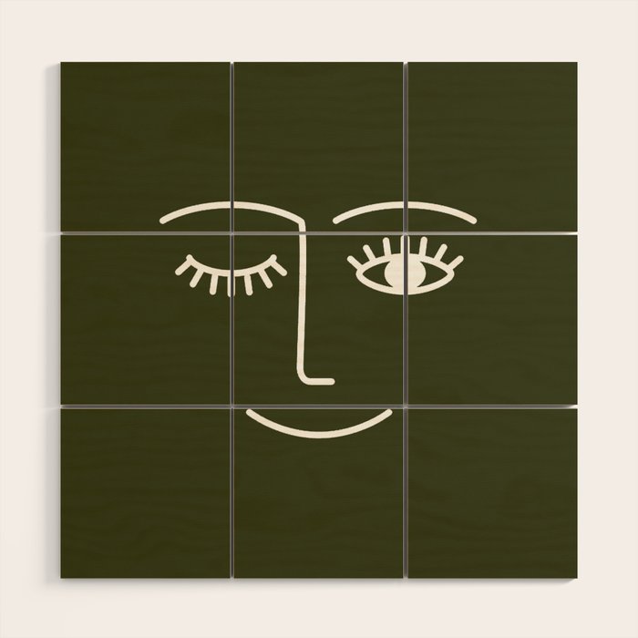 Wink (Olive Green) Wood Wall Art Gallery Image 1
