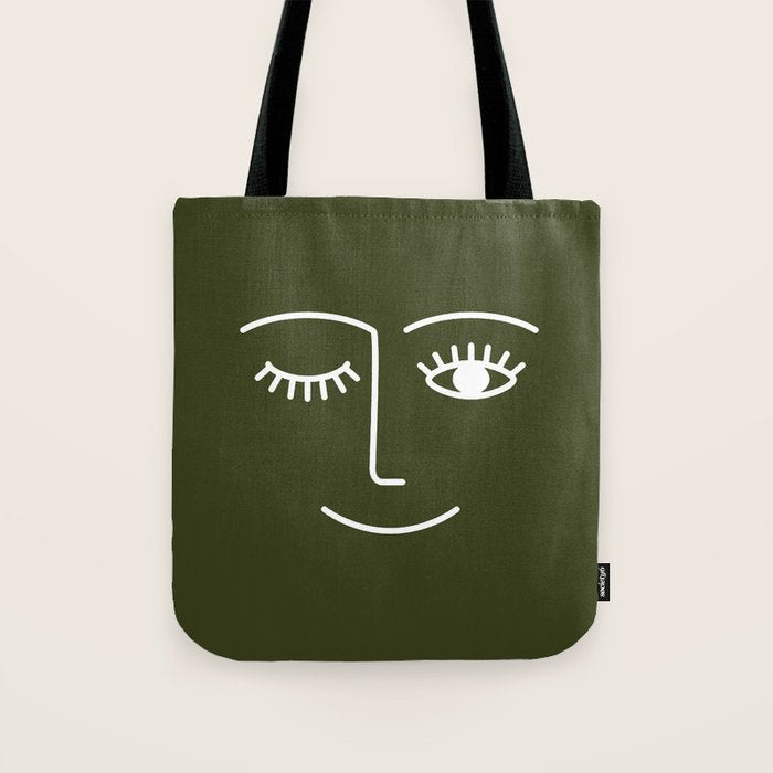 Wink (Olive Green) Tote Bag Gallery Image 1