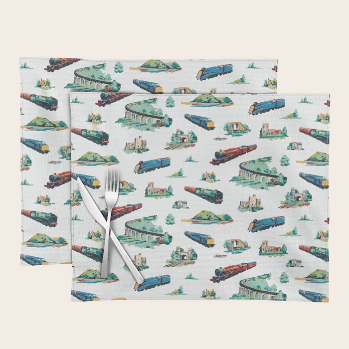Busy Locomotives - Retro Children's Train Print Placemat Gallery Image 1