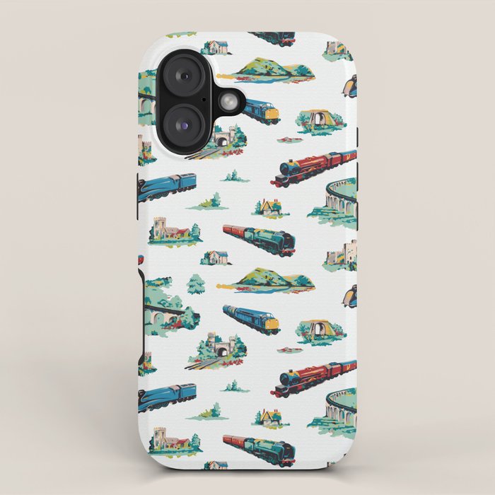 Busy Locomotives - Retro Children's Train Print iPhone Case Gallery Image 1