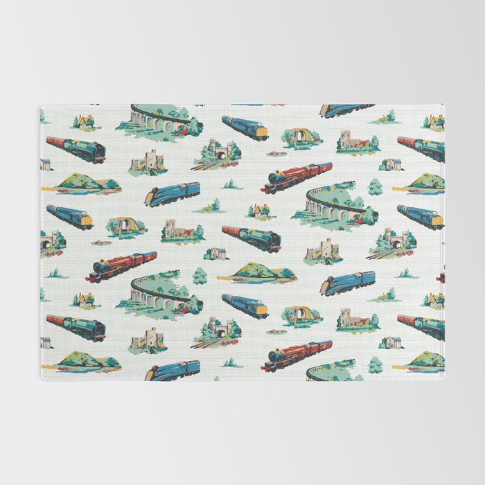 Busy Locomotives - Retro Children's Train Print Rug Gallery Image 2
