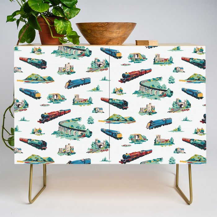 Busy Locomotives - Retro Children's Train Print Credenza Gallery Image 1