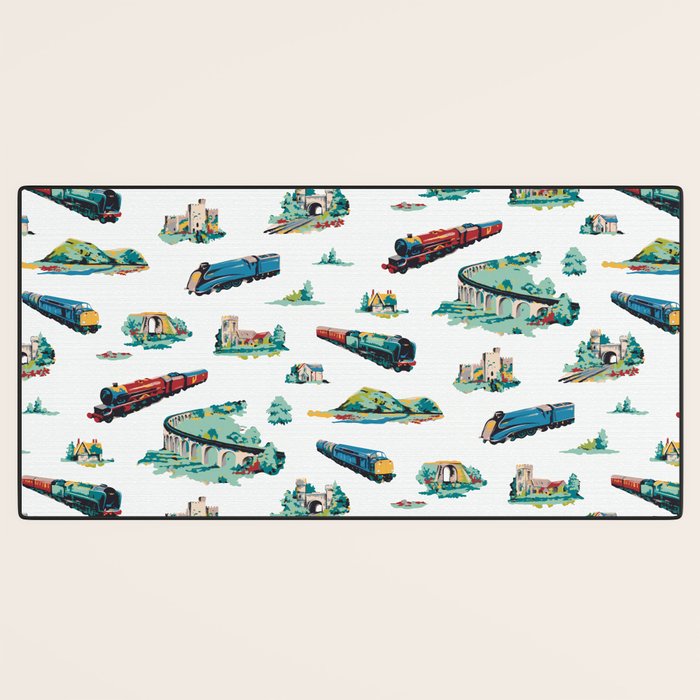 Busy Locomotives - Retro Children's Train Print Desk Mat Gallery Image 3
