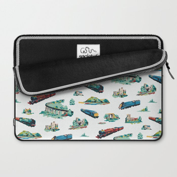 Busy Locomotives - Retro Children's Train Print Laptop Sleeve Gallery Image 2