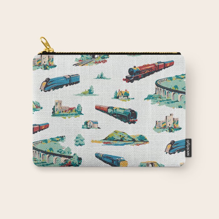 Busy Locomotives - Retro Children's Train Print Carry All Pouch Gallery Image 1