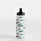 Busy Locomotives - Retro Children's Train Print Water Bottle Gallery Image 2