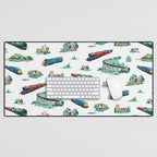 Busy Locomotives - Retro Children's Train Print Desk Mat Gallery Image 1